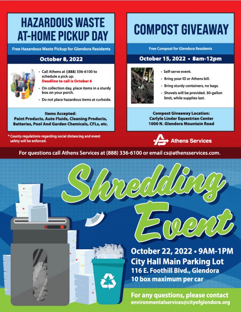 Glendora Hazardous Waste AtHome Pickup Day Athens Services