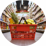 11Supermarket basket with items overflowing
