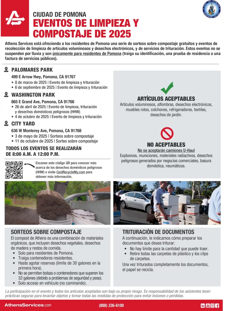 Athens Services City of Pomona Cleanup & Compost Event for Palomares Park Spanish