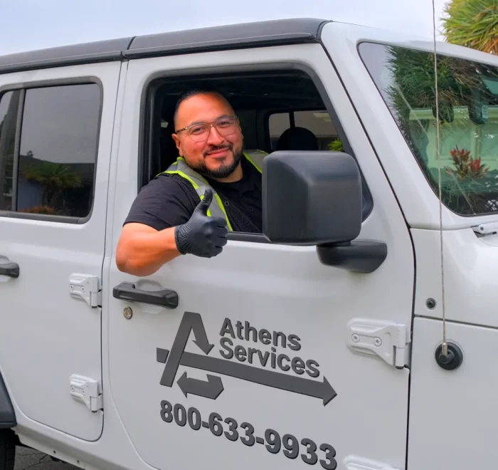 Athens Services Jr Route Auditor Robert Torres In His White Jeep