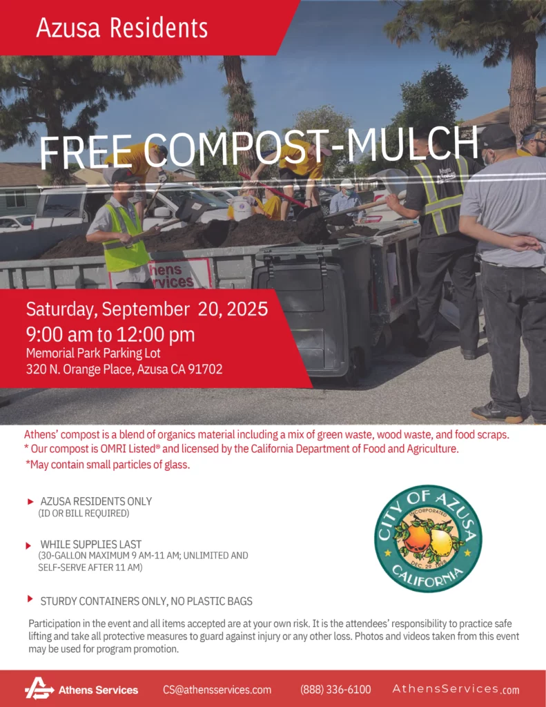 Athens Services Azusa Free Compost Giveaway 9-20-2025