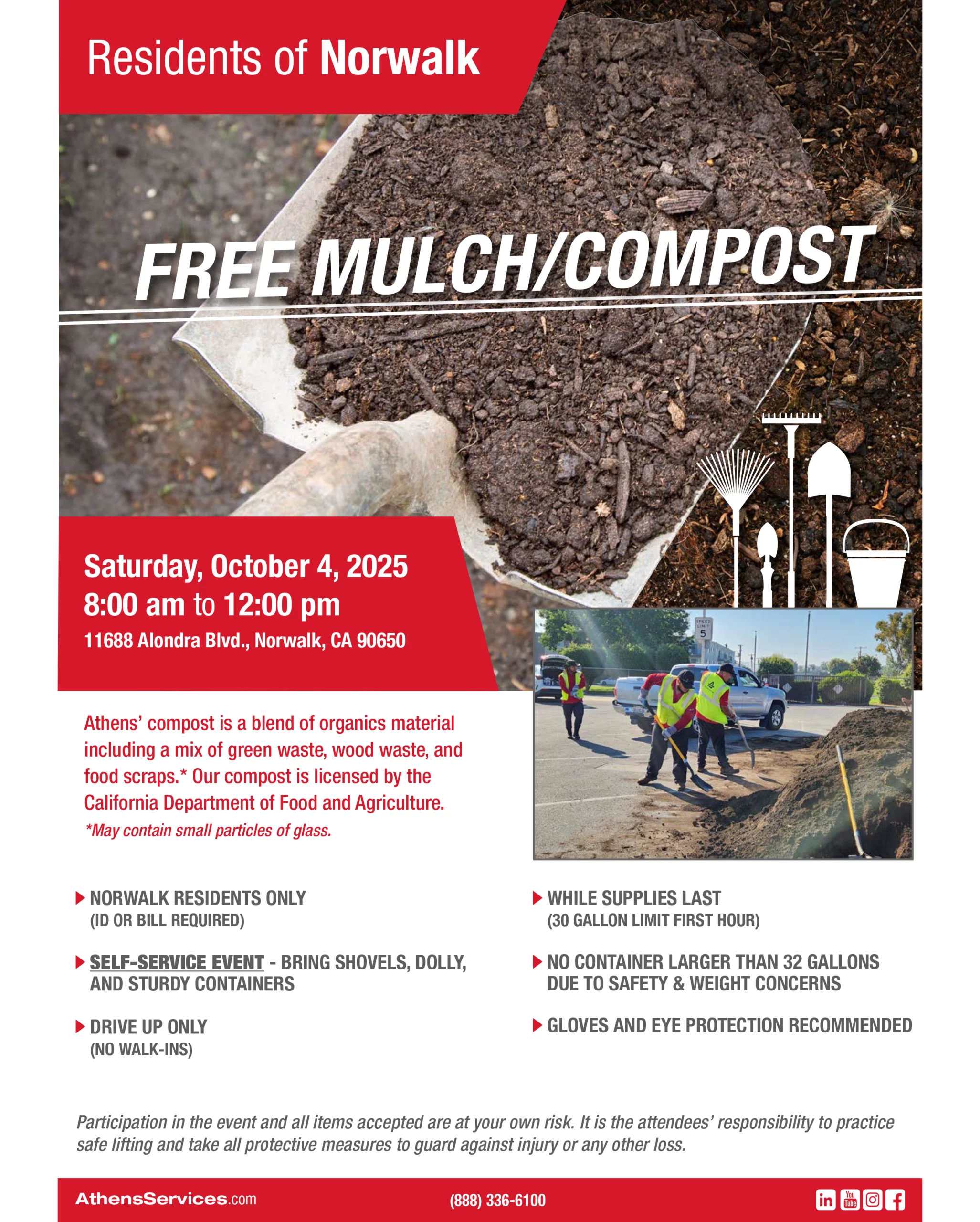 Athens Services Norwalk Free Mulch Compost Giveaway 10-4-2025