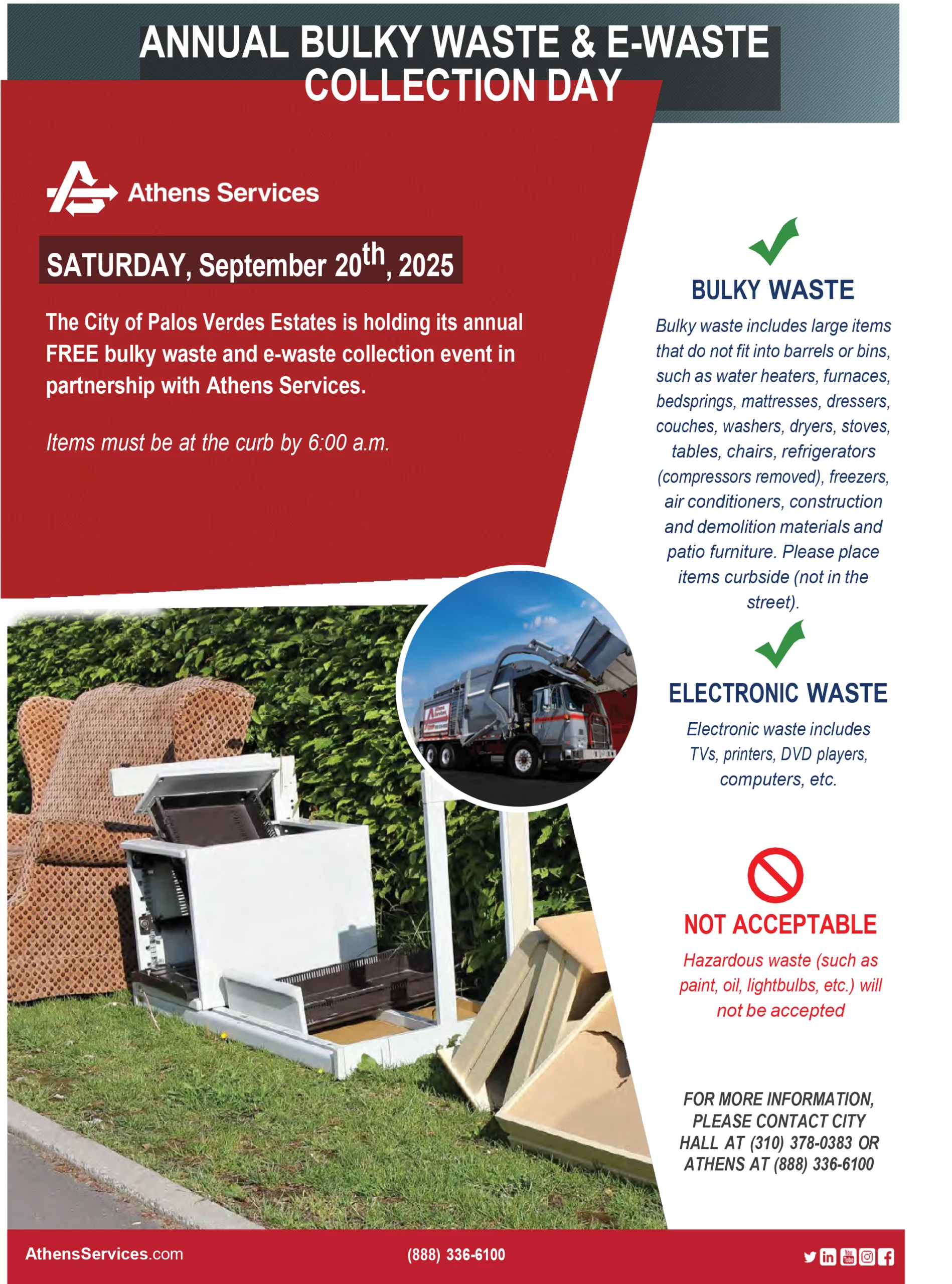 Athens Services Palos Verdes Estates Annual Bulky Waste and E-Waste Collection Day