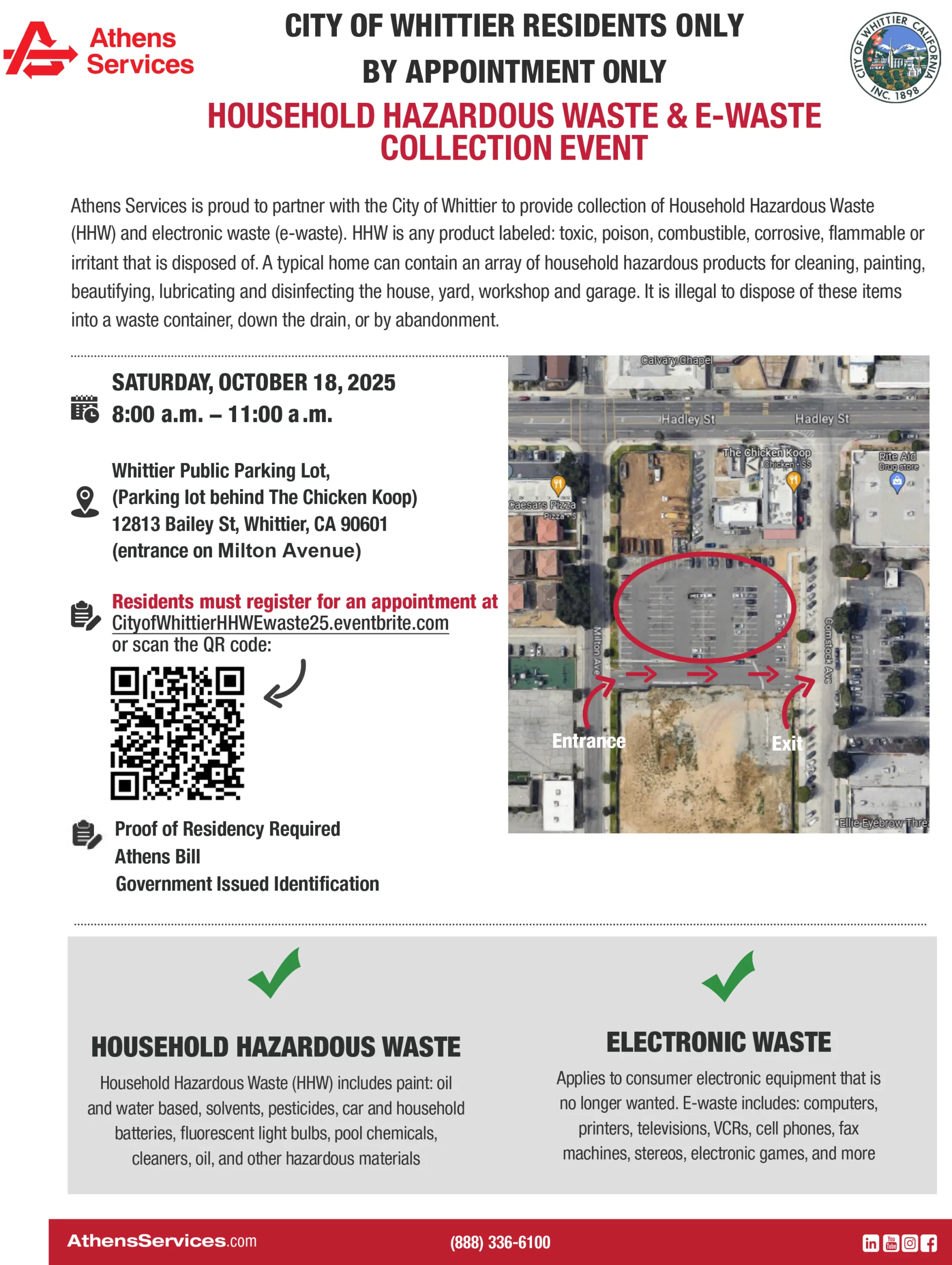 Athens-Services-Whittier Household Hazardous Waste E-Waste Collection Event 10-18-2025