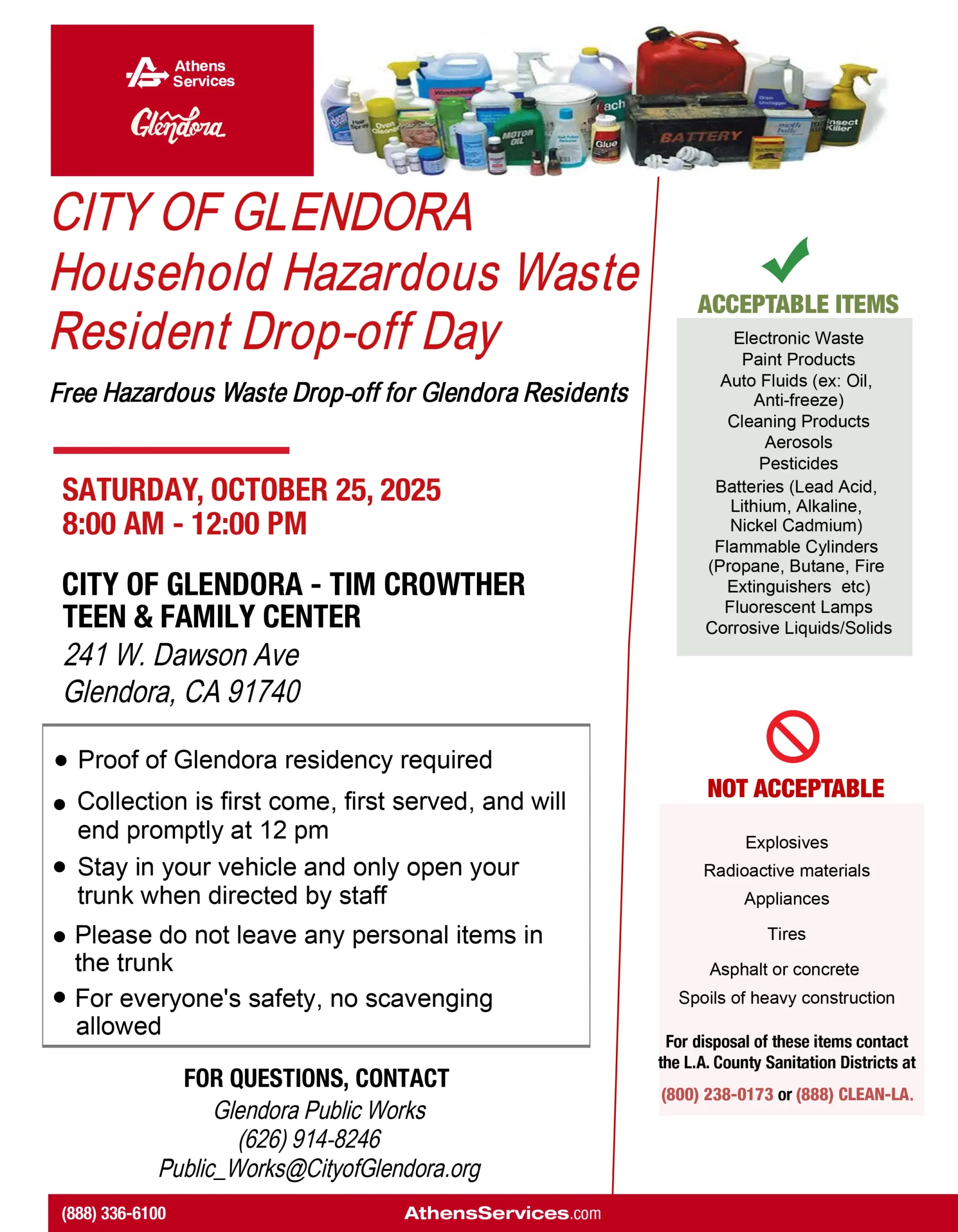 Glendora Household Hazardous Waste Drop Off Event
