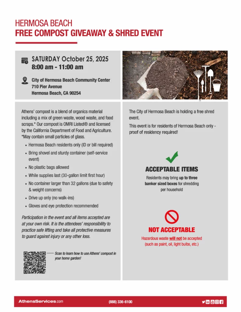 Hermosa Beach Free Compost Giveaway and Shred Event 10-25-2025