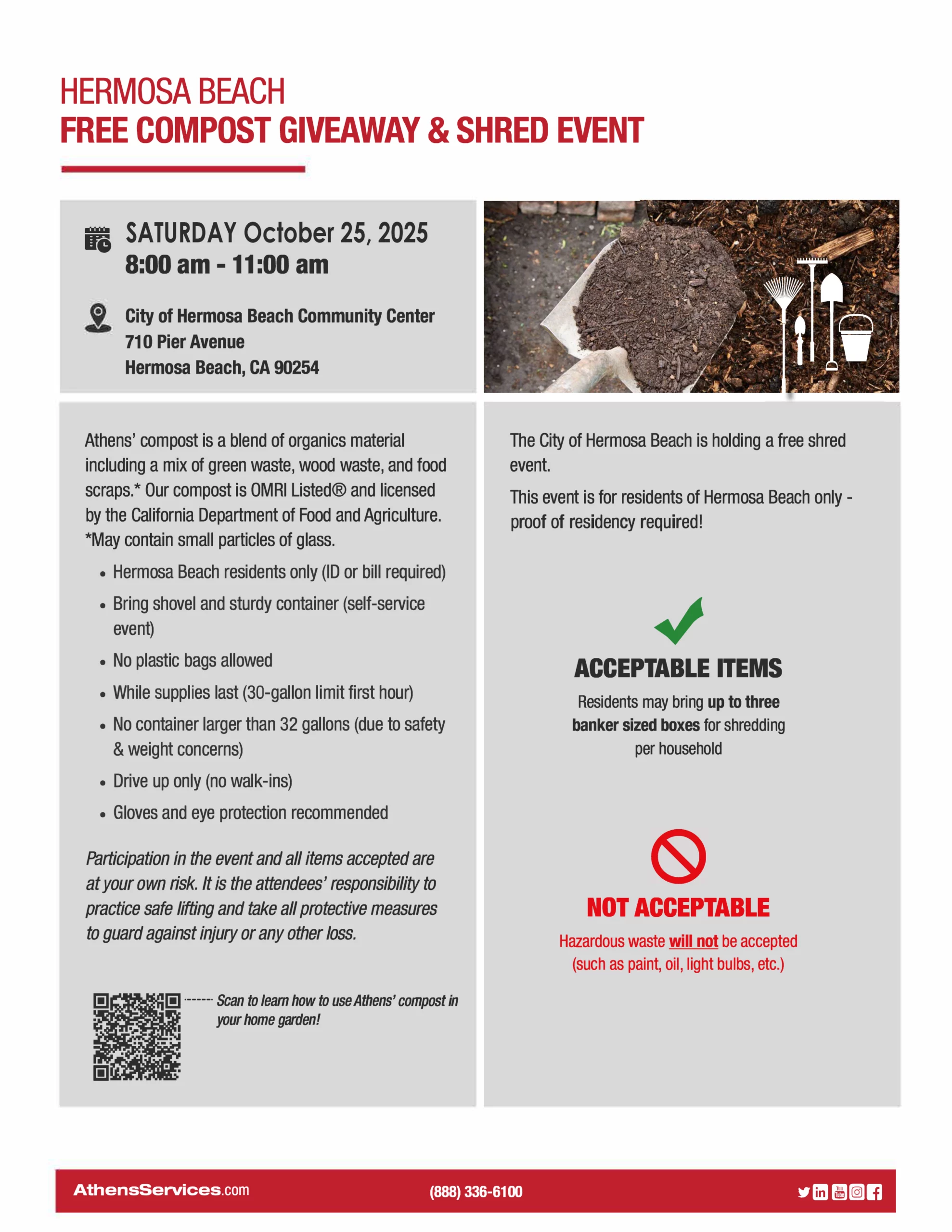 Hermosa Beach Free Compost Giveaway and Shred Event 10-25-2025