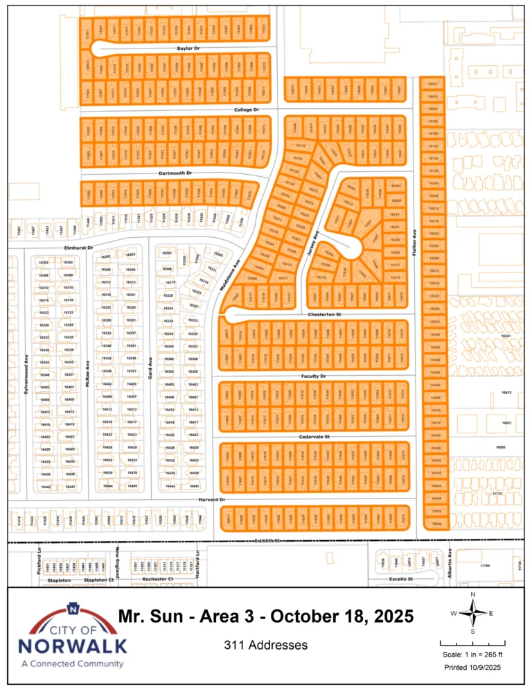 Athens Services Norwalk Mini Mr. Sun Neighborhood Event Map 10-18-2025