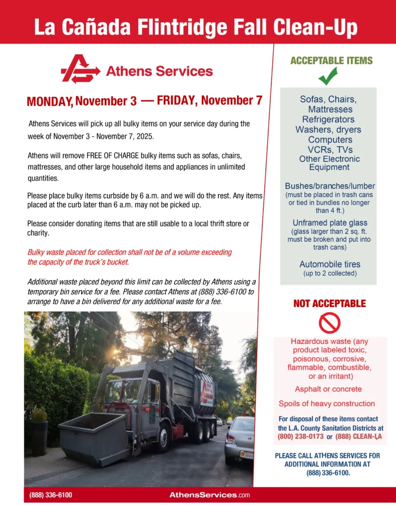 Athens Services La Canada Flintridge Fall Clean Up 11-03-2025
