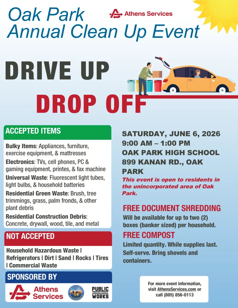 Athens Services Oak Park Annual Cleanup Clean up Event Flyer 6-6-2026