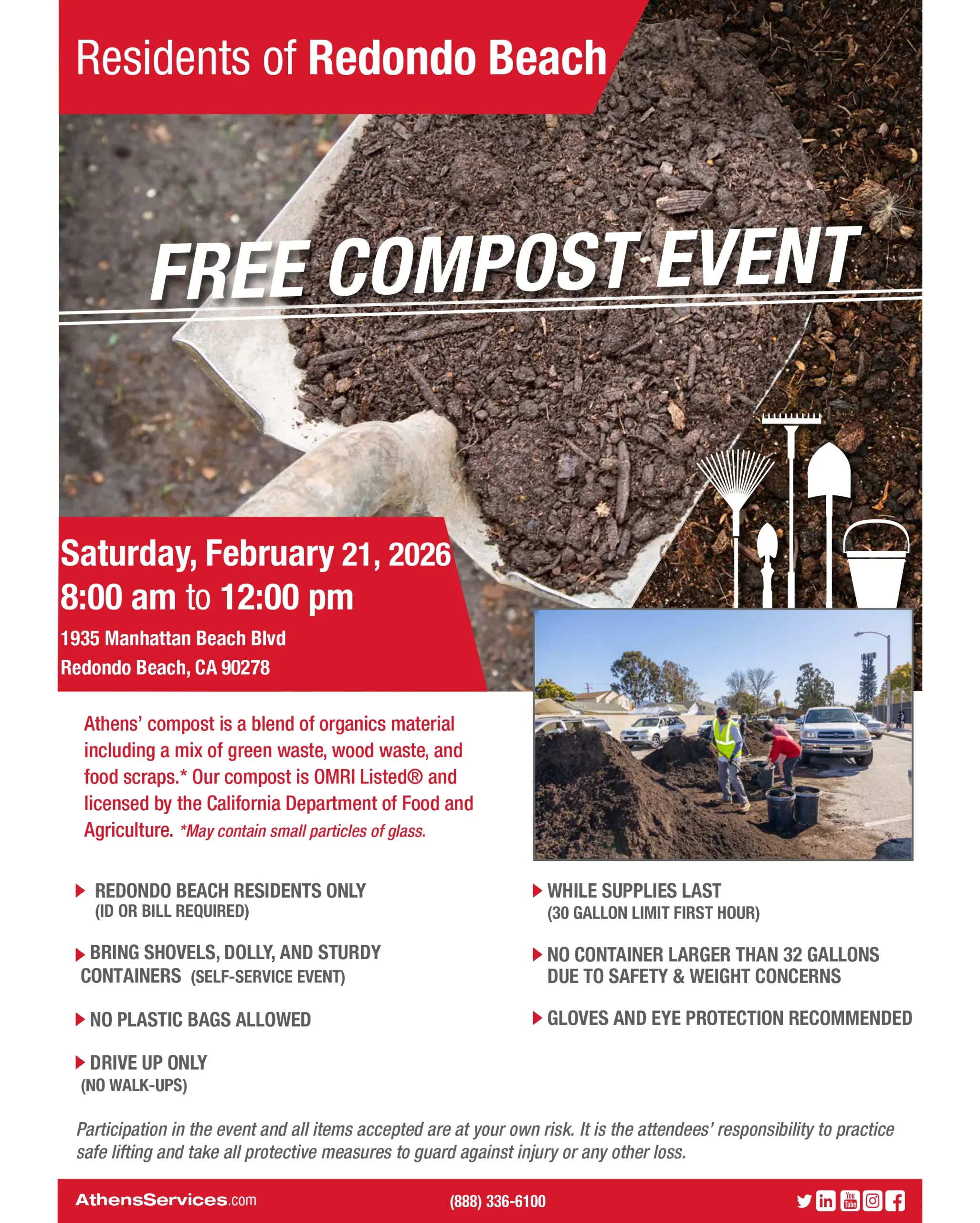 Athens Services Redondo Beach Free Compost Giveaway 02-21-26