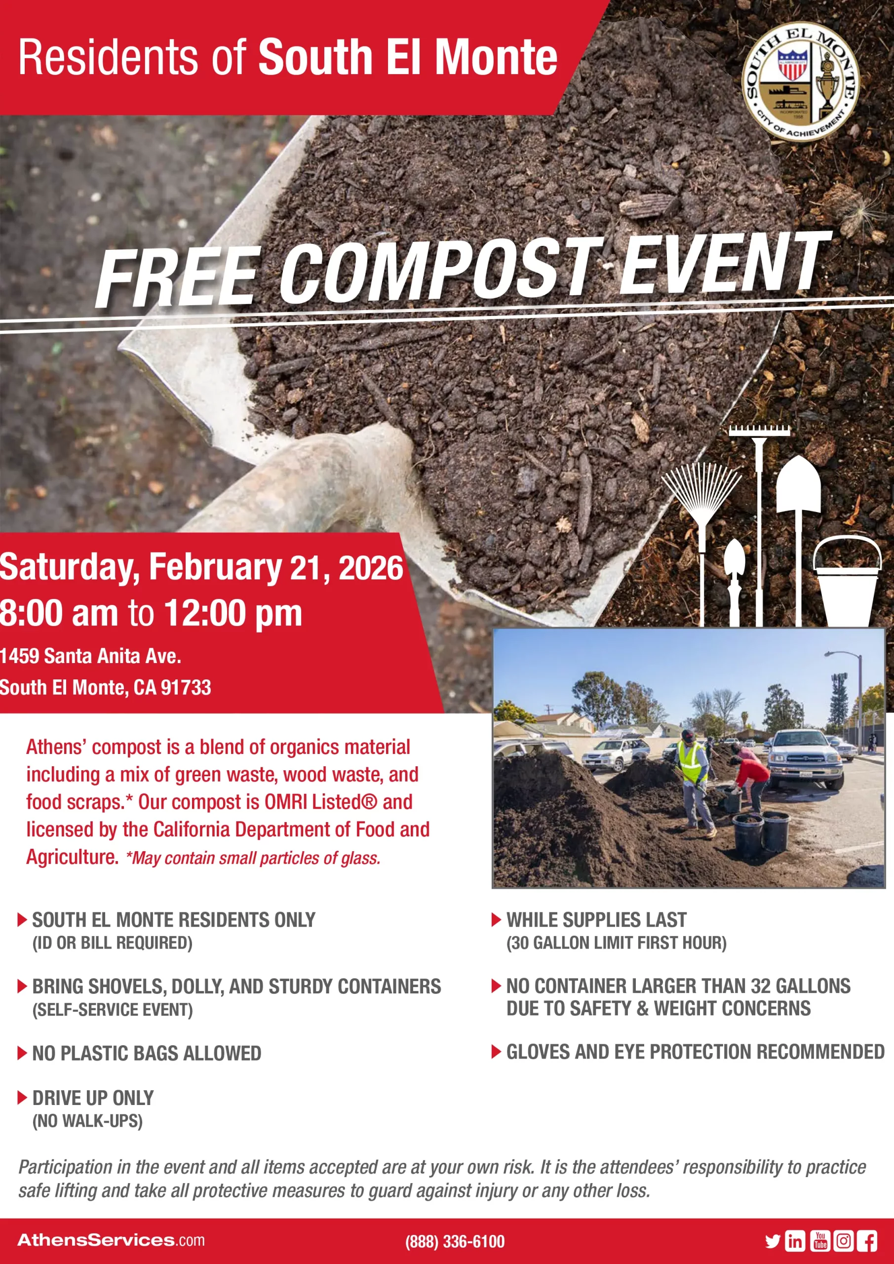 Athens Services South El Monte Free Compost Giveaway 02-21-26