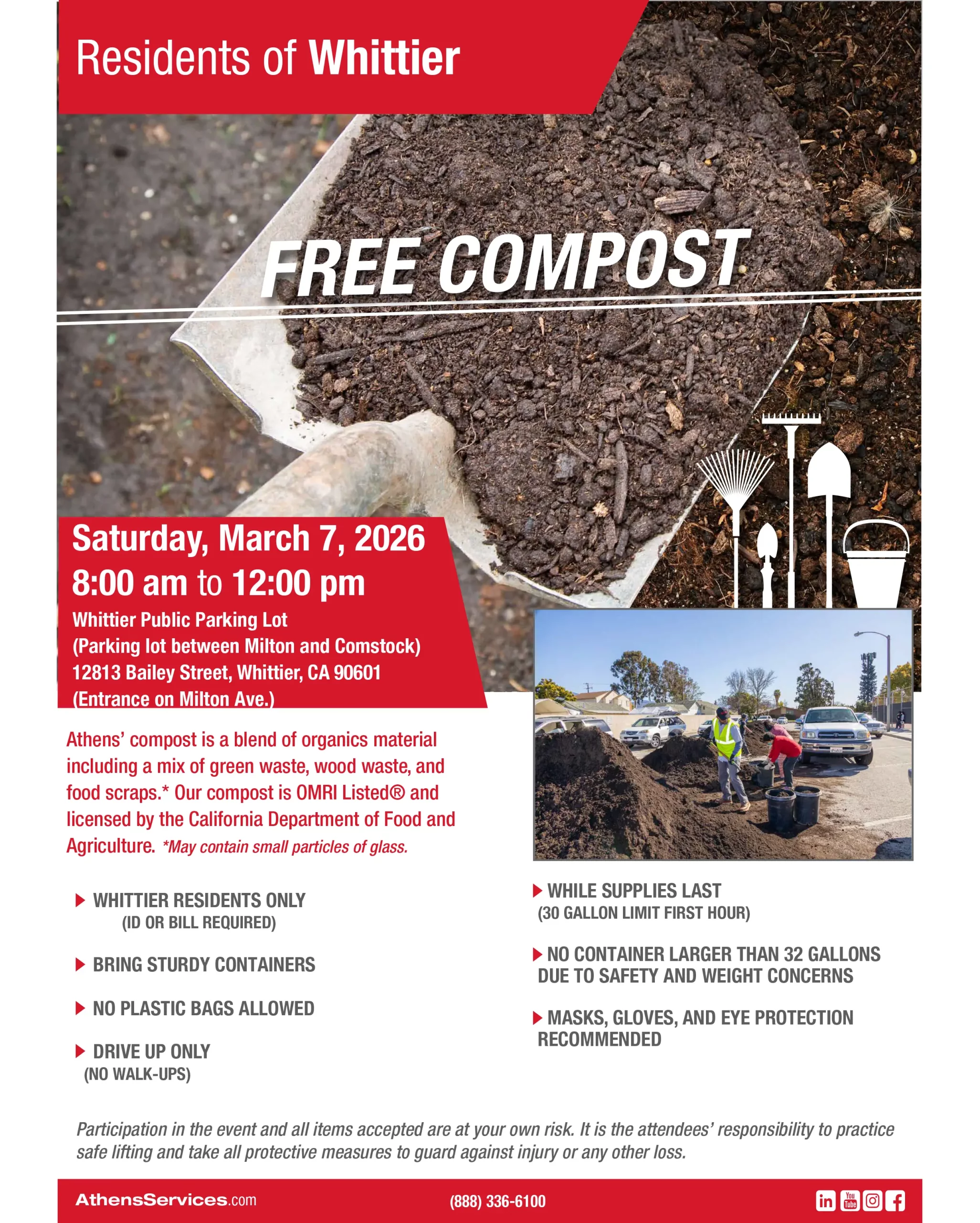 Athens Services City of Whittier Free Compost Giveaway