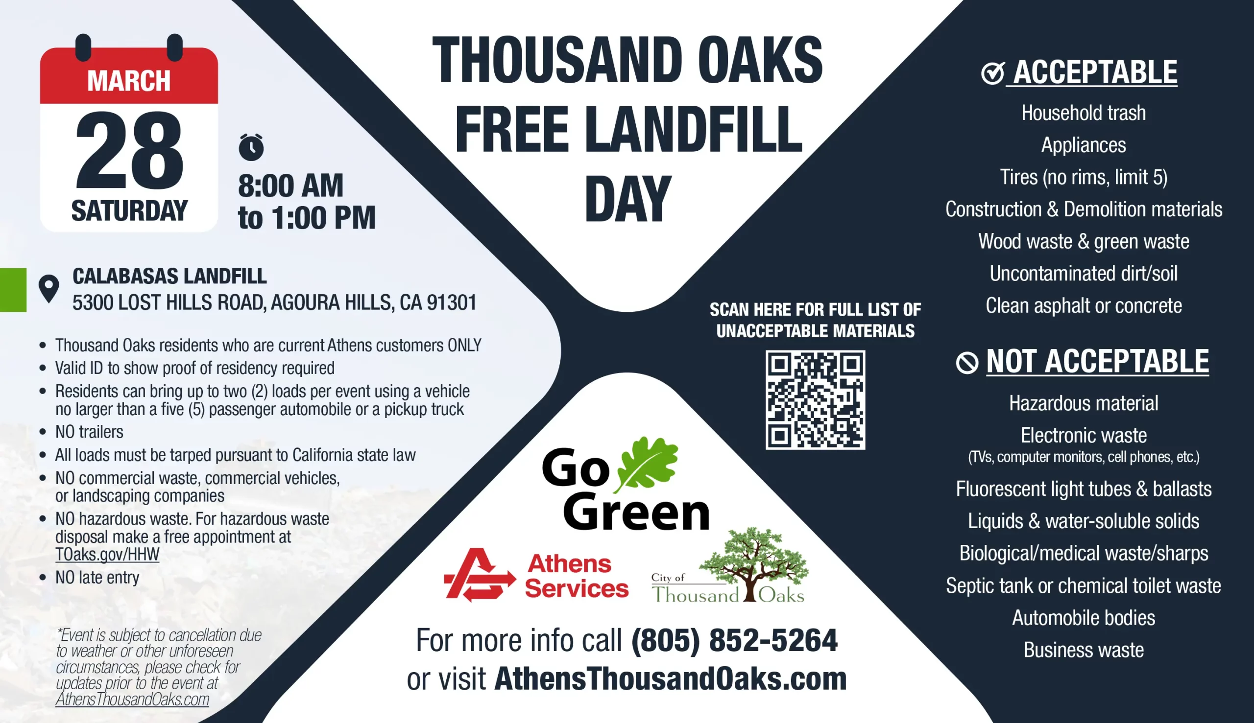 Athens Services Thousand Oaks Free Landfill Day Calabasas Landfill