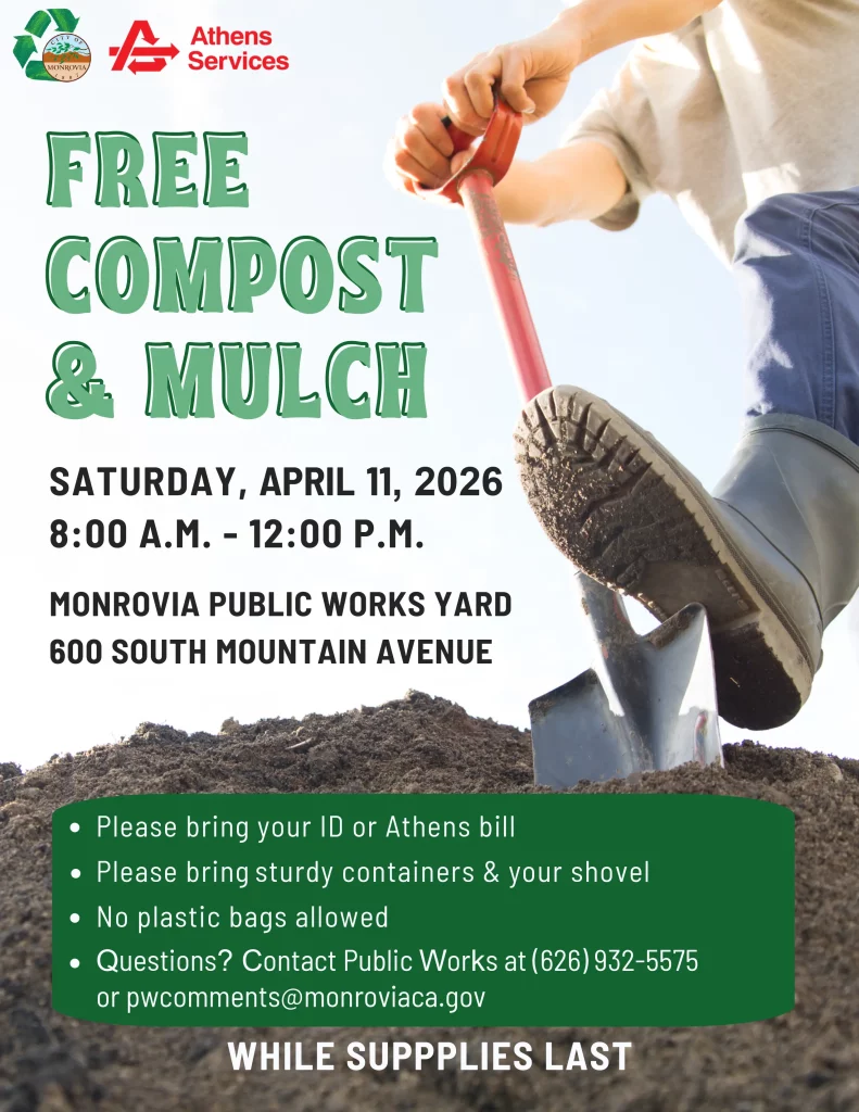 Athens Services City of Monrovia Free Compost and Mulch Giveaway 4-11-2026