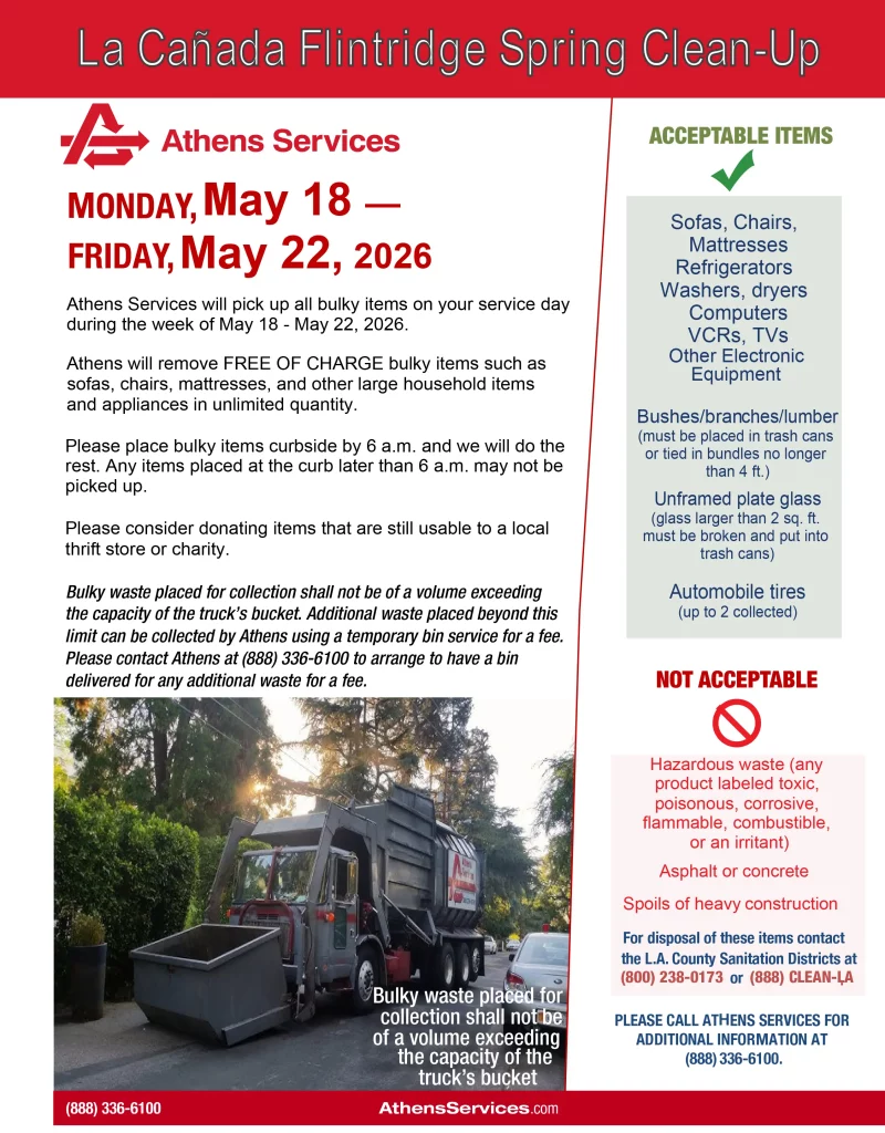 Athens Services La Canada Flintridge Spring Cleanup 5-18-2026