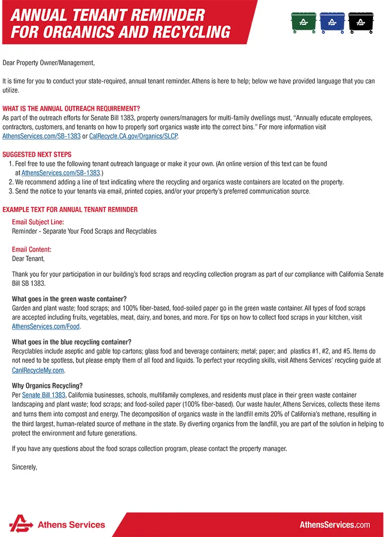 Athens Services SB 1383 Annual Tenant Reminder 3-Stream
