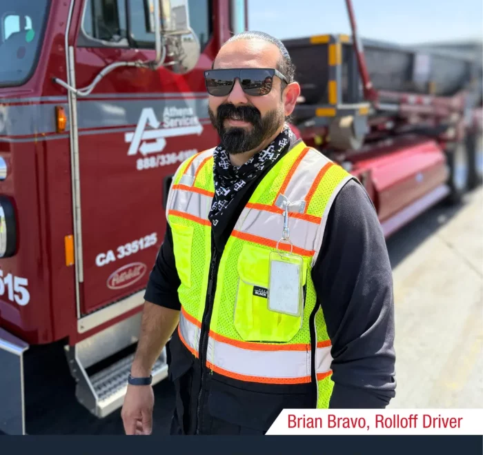 athens services national waste and recycling workers week brian bravo roll-off driver