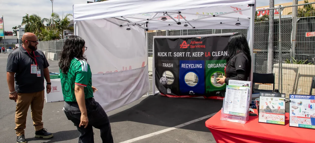 Athens Services Advances Zero-Waste Goals Woman kicking soccer ball