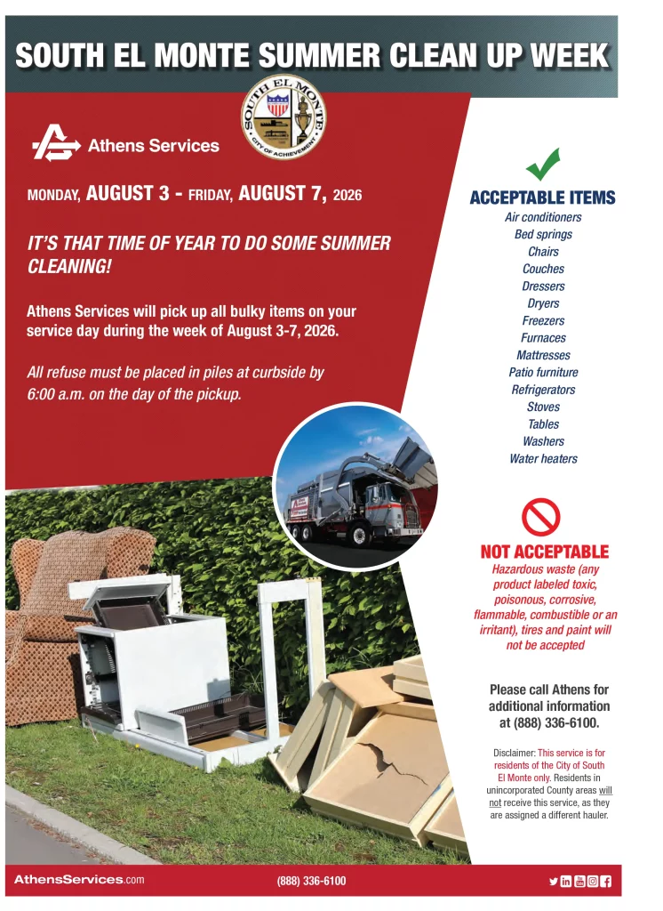 Athens Services City of South El Monte Summer Cleanup Week 08-03-07-2026