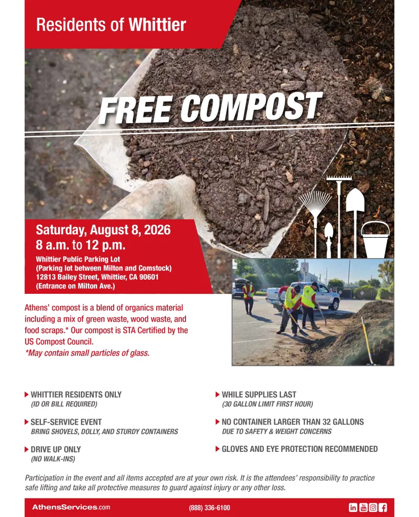 Athens Services City of Whittier Free Compost Giveaway 08-08-2026
