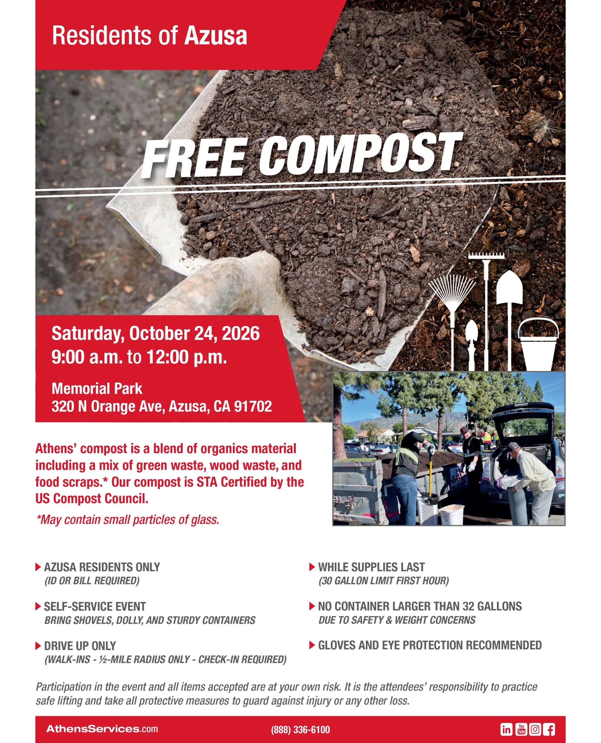 Athens Services City of Azusa Compost Giveaway Event 10-24-2026